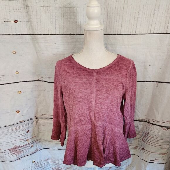 Anthropologie Akemi + Kin Peplum Belle Sleeve Top Size Small - Picture 1 of 6